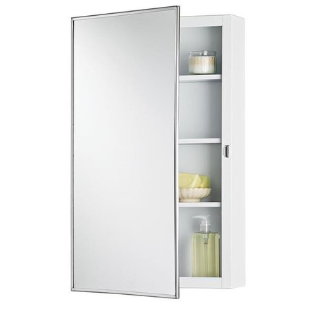 JENSEN Jensen 260P26CH 16 x 26 in. 1 Door Topsider Surface Mounted Medicine Cabinet with Adjustable Polished Stainless Steel; Basic White 260P26CH